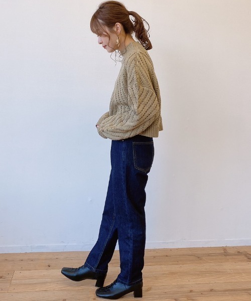 VANNIE U（ヴァニーユー）の「ハイネックぽこぽこショートニット（ニット/セーター・レディース・ブラウン/オリーブ/ブルー/ナチュラル・FREE）」の14枚目の写真