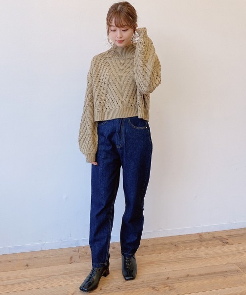 VANNIE U（ヴァニーユー）の「ハイネックぽこぽこショートニット（ニット/セーター・レディース・ブラウン/オリーブ/ブルー/ナチュラル・FREE）」の13枚目の写真