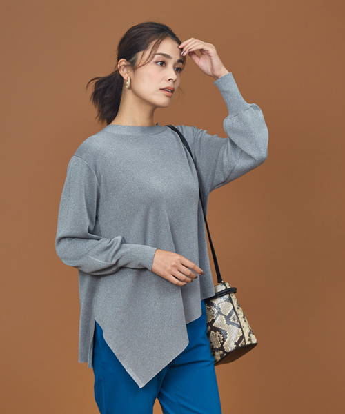 qualite ラメフレアニットプルオーバー チャコールグレー 新品