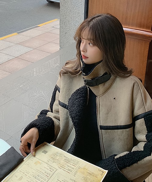 Girly Doll(ガーリードール)の「エコムートンボアジャケット(ブルゾン・レディース・ブラック/ブラウン/グレー/キャメル・FREE)」の11枚目の写真