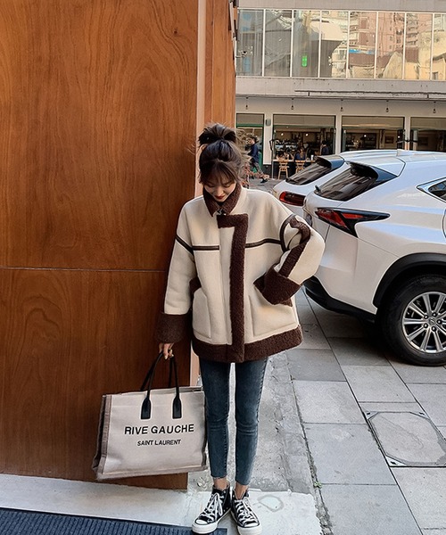 Girly Doll(ガーリードール)の「エコムートンボアジャケット(ブルゾン・レディース・ブラック/ブラウン/グレー/キャメル・FREE)」の18枚目の写真