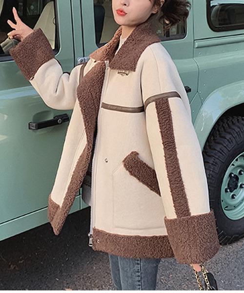 Girly Doll(ガーリードール)の「エコムートンボアジャケット(ブルゾン・レディース・ブラック/ブラウン/グレー/キャメル・FREE)」の13枚目の写真