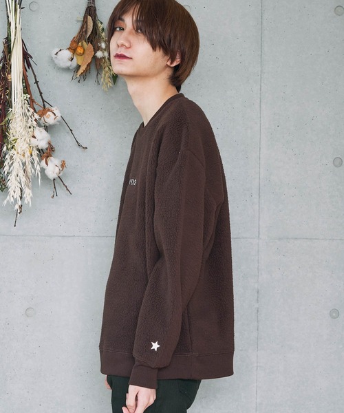 CONVERSE(コンバース)の「CONVERSE/コンバース 別注 ボア センター刺繍ロゴ ビッグシルエット クルーネックスウェット/クルーネックボアトレーナー(スウェット・メンズ・ベージュ/ブラウン/ブラック/ナチュラル/ネイビー・FREE)」の7枚目の写真