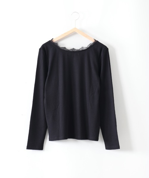 e.r.g*（イーアールジー）の「ＶネックレースＴｅｅ（Tシャツ/カットソー・レディース・ブラック/オフホワイト/ピンク/ブラウン・M）」の16枚目の写真