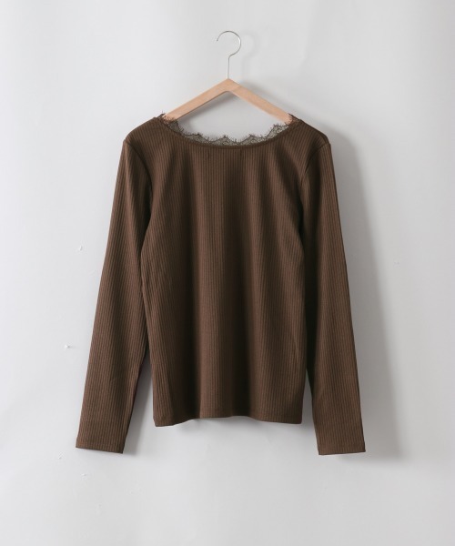 e.r.g*（イーアールジー）の「ＶネックレースＴｅｅ（Tシャツ/カットソー・レディース・ブラック/オフホワイト/ピンク/ブラウン・M）」の18枚目の写真