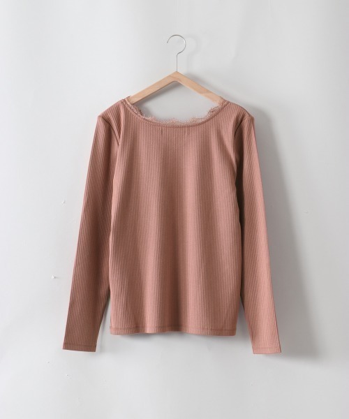 e.r.g*（イーアールジー）の「ＶネックレースＴｅｅ（Tシャツ/カットソー・レディース・ブラック/オフホワイト/ピンク/ブラウン・M）」の19枚目の写真