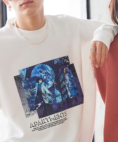 MONO-MART（モノマート）の「Akane Malbeni/丸紅茜 STRANGER APARTMENTS コラボ イラストプリント ビックシルエットプルオーバースウェット（スウェット・メンズ・ホワイト/ブラック/パープル/オレンジ/ホワイト系その他/ブラック系その他/パープル系その他/オレンジ系その他・M/L）」の2枚目の写真
