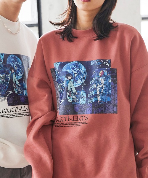 MONO-MART（モノマート）の「Akane Malbeni/丸紅茜 STRANGER APARTMENTS コラボ イラストプリント ビックシルエットプルオーバースウェット（スウェット・メンズ・ホワイト/ブラック/パープル/オレンジ/ホワイト系その他/ブラック系その他/パープル系その他/オレンジ系その他・M/L）」の8枚目の写真