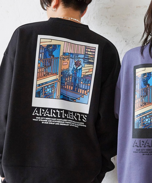 MONO-MART（モノマート）の「Akane Malbeni/丸紅茜 STRANGER APARTMENTS コラボ イラストプリント ビックシルエットプルオーバースウェット（スウェット・メンズ・ホワイト/ブラック/パープル/オレンジ/ホワイト系その他/ブラック系その他/パープル系その他/オレンジ系その他・M/L）」の3枚目の写真