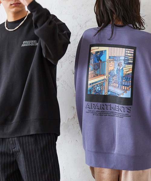 MONO-MART（モノマート）の「Akane Malbeni/丸紅茜 STRANGER APARTMENTS コラボ イラストプリント ビックシルエットプルオーバースウェット（スウェット・メンズ・ホワイト/ブラック/パープル/オレンジ/ホワイト系その他/ブラック系その他/パープル系その他/オレンジ系その他・M/L）」の18枚目の写真
