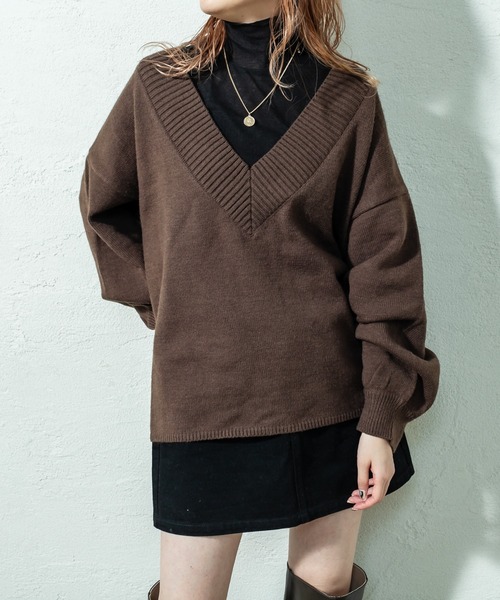 mystic（ミスティック）の「深Vニット（ニット/セーター・レディース・ブラウン/パープル/ベージュ/アイボリー・FREE）」の22枚目の写真