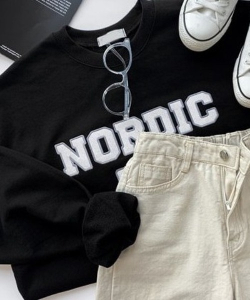 HOTPING（ホッピン）の「NORDICレタリングルーズスウェット（スウェット・レディース・ライトグレー/ネイビー/グレー/ブラック・FREE）」の2枚目の写真