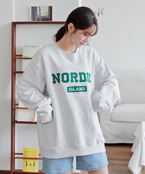 HOTPING（ホッピン）の「NORDICレタリングルーズスウェット（スウェット・レディース・ライトグレー/ネイビー/グレー/ブラック・FREE）」の15枚目の写真