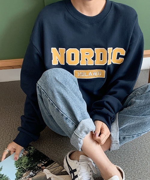 HOTPING（ホッピン）の「NORDICレタリングルーズスウェット（スウェット・レディース・ライトグレー/ネイビー/グレー/ブラック・FREE）」の12枚目の写真