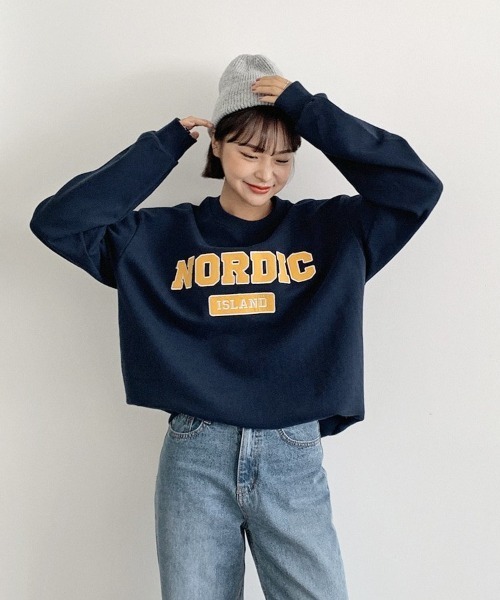 HOTPING（ホッピン）の「NORDICレタリングルーズスウェット（スウェット・レディース・ライトグレー/ネイビー/グレー/ブラック・FREE）」の11枚目の写真