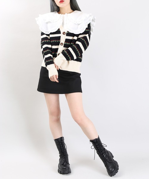 WC(ダブル シー)の「WC/チューリップ柄カーディガン(カーディガン/ボレロ・レディース・ブラック/ベージュ/ピンク・FREE)」の9枚目の写真