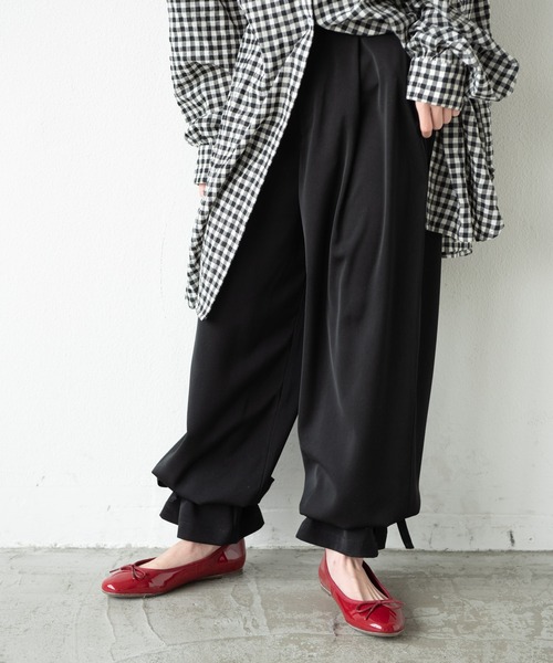 MERLOT（メルロー）の「裾リボンピエロパンツ（その他パンツ・レディース・ライトグリーン/ブラック/ベージュ・FREE）」の7枚目の写真