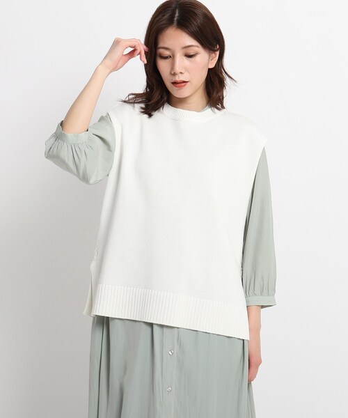 ◆【S～L/洗える/日本製】レースアップニットベスト