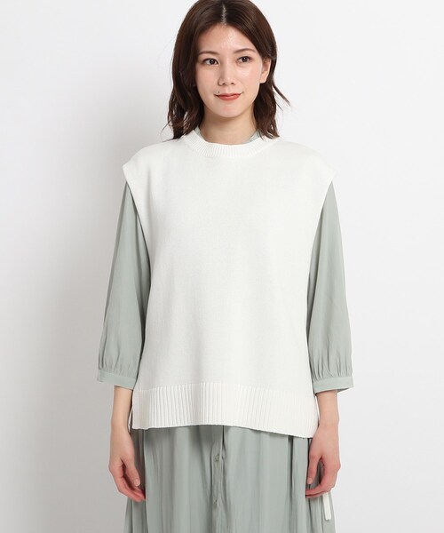 ◆【S～L/洗える/日本製】レースアップニットベスト