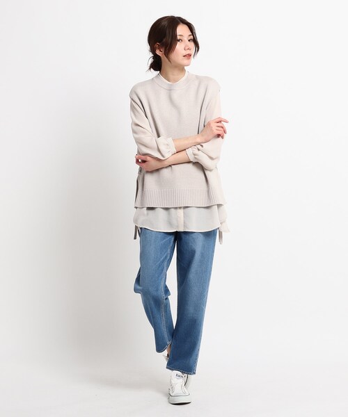 ◆【S～L/洗える/日本製】レースアップニットベスト