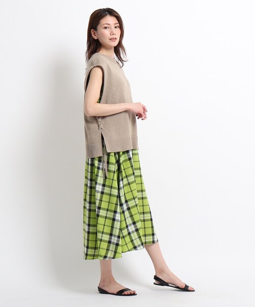 ◆【S～L/洗える/日本製】レースアップニットベスト