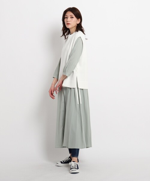 ◆【S～L/洗える/日本製】レースアップニットベスト