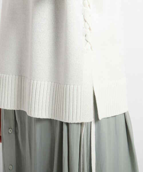 ◆【S～L/洗える/日本製】レースアップニットベスト