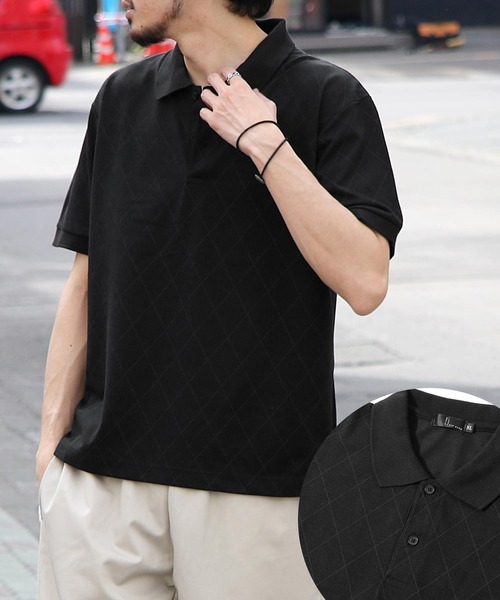 ZIP FIVE（ジップファイブ）の「【ZIP FIVE】UVカット 汗ジミ防止 高密度 鹿の子 レギュラー ポロシャツ【SMALL～XX-LARGEまでサイズ展開アリ】（ポロシャツ・メンズ・ブルー/ホワイト系/ホワイト系1/グレー系/ネイビー系2/ネイビー系3/ネイビー系1/ネイビー系/ホワイト/チャコール/ブラック/ブラック系2/ブラック系1/ブラック系/ネイビー/ブラック系3/グリーン/ワイン・XX-LARGE/SMALL/X-LARGE/MEDIUM/LARGE）」の6枚目の写真