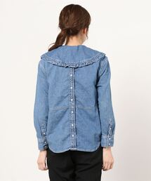 Ganni / ガニー | × Levis デニム ダメージ加工 フリルカラーシャツ Ganni / ガニー | × Levis デニム ダメージ加工 フリルカラー