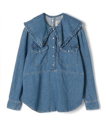 Ganni / ガニー | × Levis デニム ダメージ加工 フリルカラーシャツ Ganni / ガニー | × Levis デニム ダメージ加工 フリルカラー