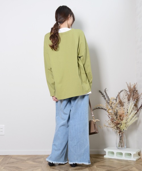 shopnikoniko(ショップニコニコ)の「2wayレースアップトップス(Tシャツ/カットソー・レディース・ブラック/オフホワイト/グリーン/ライトベージュ・フリー)」の7枚目の写真