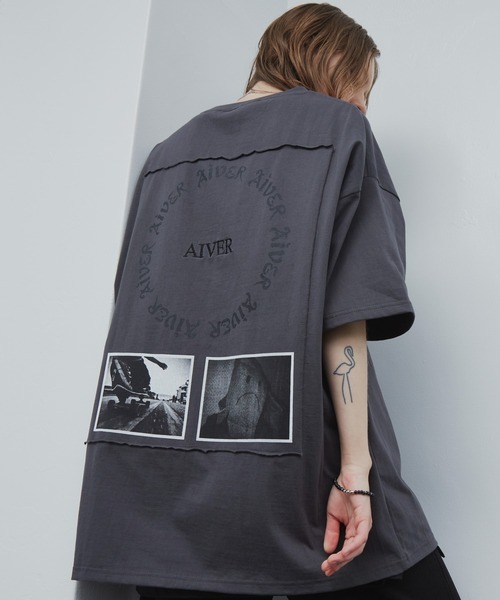AIVER（アイバー）の「AIVER　カットオフパッチシルケットS/SビッグTEE（Tシャツ/カットソー・メンズ・チャコールグレー/ブラック/ナチュラル・MEDIUM/LARGE）」の3枚目の写真