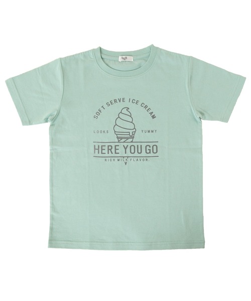 S&H（エスアンドエイチ）の「天竺・プリント半袖Tシャツ（Tシャツ/カットソー・キッズ・イエロー/ホワイト/チャコールグレー/キナリ/グリーン/キャメル/ライトブルー/ブラウン/ライトグリーン/ライトグレー/ライトピンク/ピンク/マスタード/サックスブルー/ネイビー/ブラック/ベージュ/モカ/グレー/ブルー・120cm/150cm/100cm/130cm/110cm/140cm）」の12枚目の写真