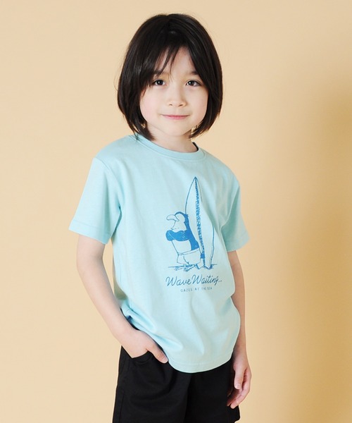 S&H（エスアンドエイチ）の「天竺・プリント半袖Tシャツ（Tシャツ/カットソー・キッズ・イエロー/ホワイト/チャコールグレー/キナリ/グリーン/キャメル/ライトブルー/ブラウン/ライトグリーン/ライトグレー/ライトピンク/ピンク/マスタード/サックスブルー/ネイビー/ブラック/ベージュ/モカ/グレー/ブルー・120cm/150cm/100cm/130cm/110cm/140cm）」の13枚目の写真