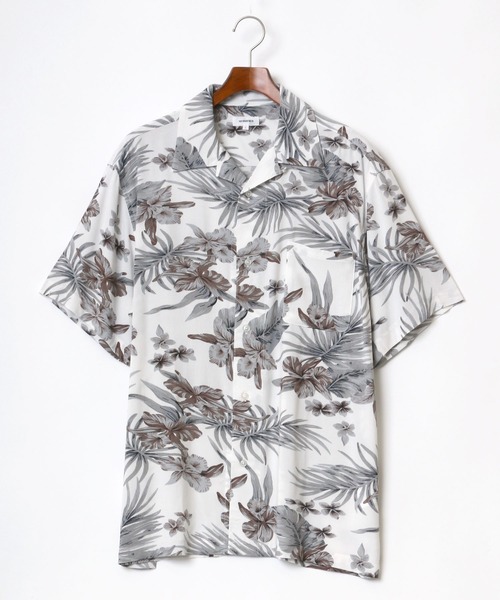 MARUKAWA(マルカワ)の「レーヨン 総柄 無地 オープンカラーアロハシャツ/リゾートシャツ(シャツ/ブラウス・メンズ・ブラック/ベージュ/カーキ/ブルー/その他/その他1/ホワイト系その他/ブラック系その他2/ベージュ系その他/ブルー系その他/グレー系その他/ブルー系その他2/ブラック系その他/ホワイト系その他2・LL/M/L/S)」の3枚目の写真