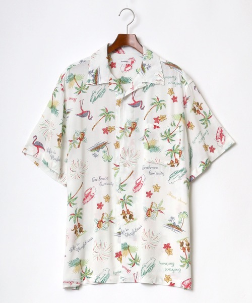 MARUKAWA(マルカワ)の「レーヨン 総柄 無地 オープンカラーアロハシャツ/リゾートシャツ(シャツ/ブラウス・メンズ・ブラック/ベージュ/カーキ/ブルー/その他/その他1/ホワイト系その他/ブラック系その他2/ベージュ系その他/ブルー系その他/グレー系その他/ブルー系その他2/ブラック系その他/ホワイト系その他2・LL/M/L/S)」の4枚目の写真