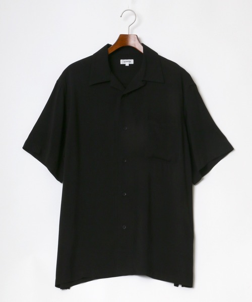 MARUKAWA(マルカワ)の「レーヨン 総柄 無地 オープンカラーアロハシャツ/リゾートシャツ(シャツ/ブラウス・メンズ・ブラック/ベージュ/カーキ/ブルー/その他/その他1/ホワイト系その他/ブラック系その他2/ベージュ系その他/ブルー系その他/グレー系その他/ブルー系その他2/ブラック系その他/ホワイト系その他2・LL/M/L/S)」の5枚目の写真