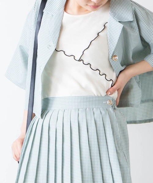 WEGO(ウィゴー)の「WEGO/配色メロウタンクトップ(タンクトップ・レディース・グリーン/アイボリー・FREE)」の1枚目の写真