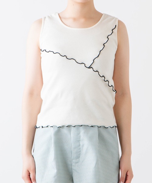 WEGO(ウィゴー)の「WEGO/配色メロウタンクトップ(タンクトップ・レディース・グリーン/アイボリー・FREE)」の10枚目の写真