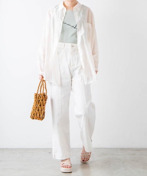 WEGO(ウィゴー)の「WEGO/配色メロウタンクトップ(タンクトップ・レディース・グリーン/アイボリー・FREE)」の6枚目の写真