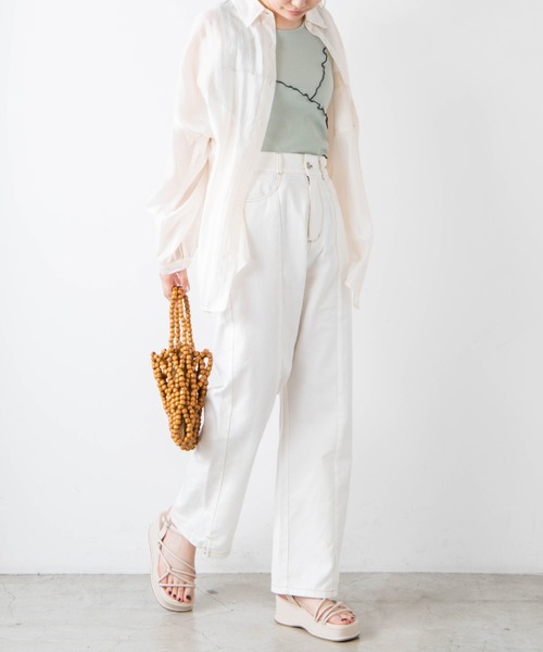 WEGO(ウィゴー)の「WEGO/配色メロウタンクトップ(タンクトップ・レディース・グリーン/アイボリー・FREE)」の7枚目の写真