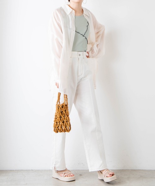 WEGO(ウィゴー)の「WEGO/配色メロウタンクトップ(タンクトップ・レディース・グリーン/アイボリー・FREE)」の8枚目の写真