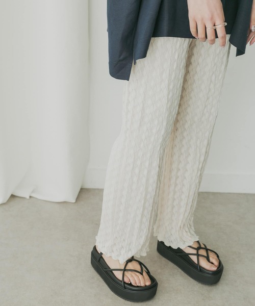 KBF+（ケービーエフプラス）の「KBF+　パターンレースパンツ（その他パンツ・レディース・ブラック/ホワイト系その他/ブルー・ONE）」の9枚目の写真