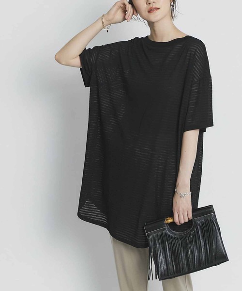 RIVE DROITE（リヴドロワ）の「シアーボーダーTee（Tシャツ/カットソー・レディース・ホワイト/ブラック/カーキ・FREE）」の3枚目の写真