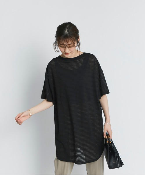 RIVE DROITE（リヴドロワ）の「シアーボーダーTee（Tシャツ/カットソー・レディース・ホワイト/ブラック/カーキ・FREE）」の8枚目の写真