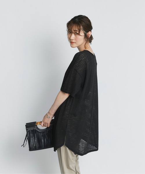 RIVE DROITE（リヴドロワ）の「シアーボーダーTee（Tシャツ/カットソー・レディース・ホワイト/ブラック/カーキ・FREE）」の9枚目の写真