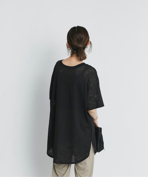 RIVE DROITE（リヴドロワ）の「シアーボーダーTee（Tシャツ/カットソー・レディース・ホワイト/ブラック/カーキ・FREE）」の10枚目の写真