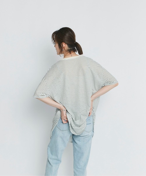 RIVE DROITE（リヴドロワ）の「シアーボーダーTee（Tシャツ/カットソー・レディース・ホワイト/ブラック/カーキ・FREE）」の17枚目の写真