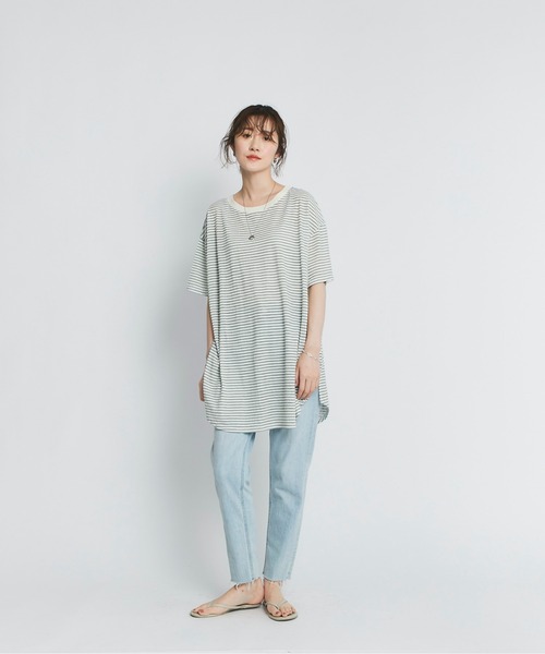 RIVE DROITE（リヴドロワ）の「シアーボーダーTee（Tシャツ/カットソー・レディース・ホワイト/ブラック/カーキ・FREE）」の18枚目の写真