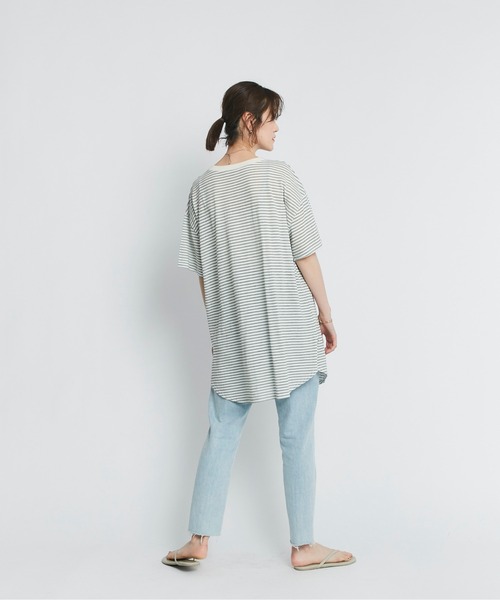 RIVE DROITE（リヴドロワ）の「シアーボーダーTee（Tシャツ/カットソー・レディース・ホワイト/ブラック/カーキ・FREE）」の20枚目の写真